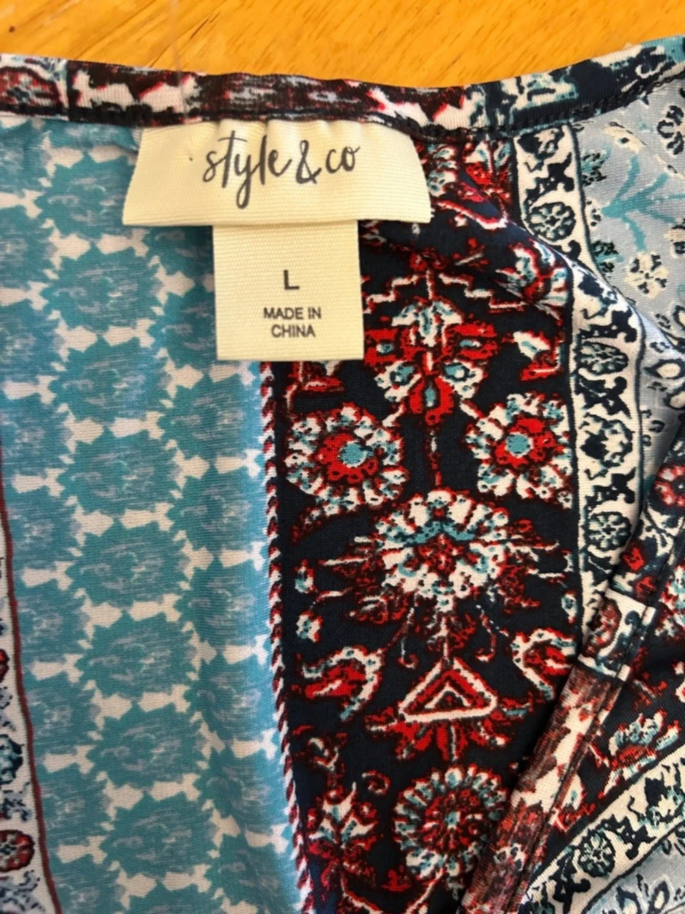 Style & Co. Blue, Navy & Red Patterned Maxi Dress - Picture 3 of 15